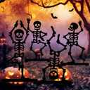 Geelin 4 Pcs Metal Halloween Yard Signs Black Skeleton Garden Metal Stakes Gothic Scary Outdoor Decorations for Trick or Treat Lawn Cemetery Decor Props, 15.75 Inches