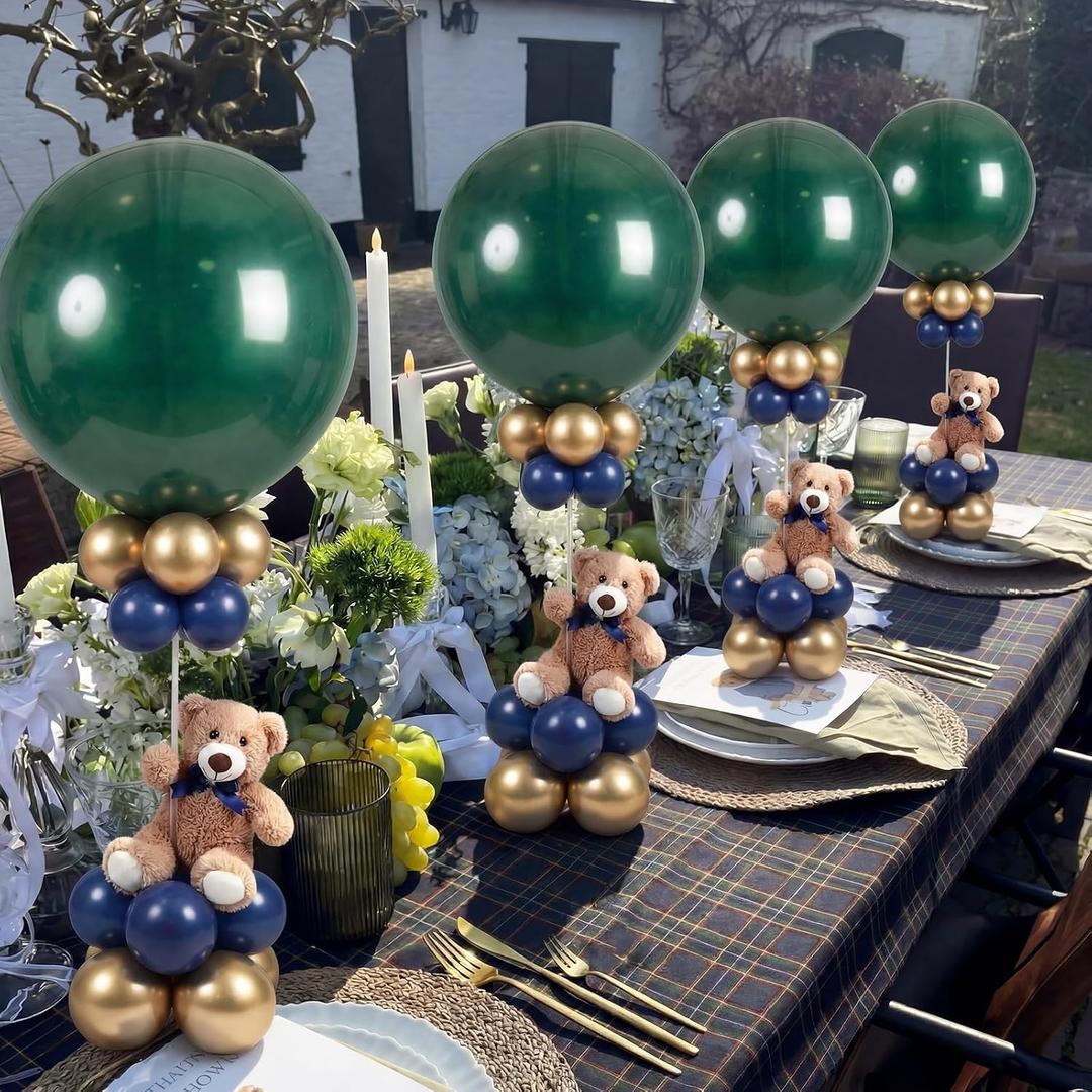 5 Set Tartan Plaids Baby Shower Table Centerpieces We Can Bearly Wait Baby Shower Decorations Blue and Green Balloon Kit for Gender Reveal Birthday Party Supplies, 18 inches, 5 inches, 10 inches, 5 inches