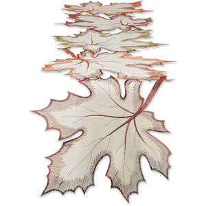 DII Fall Table Decorations Indoor Dcor, Thanksgiving, Table Runner, 14x70, Embroidered Cut Work Leaves