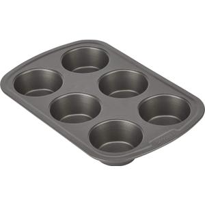 GoodCook Everyday Nonstick Steel Muffin Pan, 6 cup, Gray