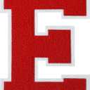 2 x 6.5" Jumbo Red Varsity Letter Patches - Letter E - Iron on Large Chenille Alphabet Monogram for Letterman Jacket Back