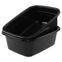 2-Pack 18 Quart Plastic Wash Basin Tub, Rectangular Dishpan, Black