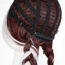 Probeauty Silver White ombre Brown Braids Wig for Men, Long Braided Wigs with Red Scarf for Halloween Costume Cosplay Party