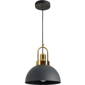 Vintage Industrial Pendant Light Black Pendant Light with 9.84-inch Dome and Brass Socket, 78.74-inch Wire  Perfect for Kitchen Island, Dining Room, Hallway, Bedroom, Living Room