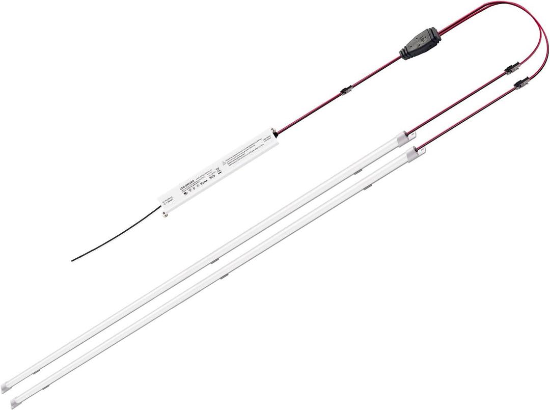 4FT LED Retrofit Kit,24W Magnetic LED Troffer Retrofit Kit 2x4 FT,3600LM,5000K Daylight White, T8 T10 T12 Fluorescent Replacement, NOT Dimmable, 1 Driver 2 Tubes Per Kit