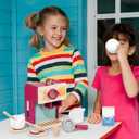 GAGAKU Wooden Coffee Machine Toy for Toddlers, Montessori Learning Toys for 3 4 5 Year Old Girls & Boys, Realistic Pretend Play Kitchen Accessories with Espresso Maker & Latte Art Set