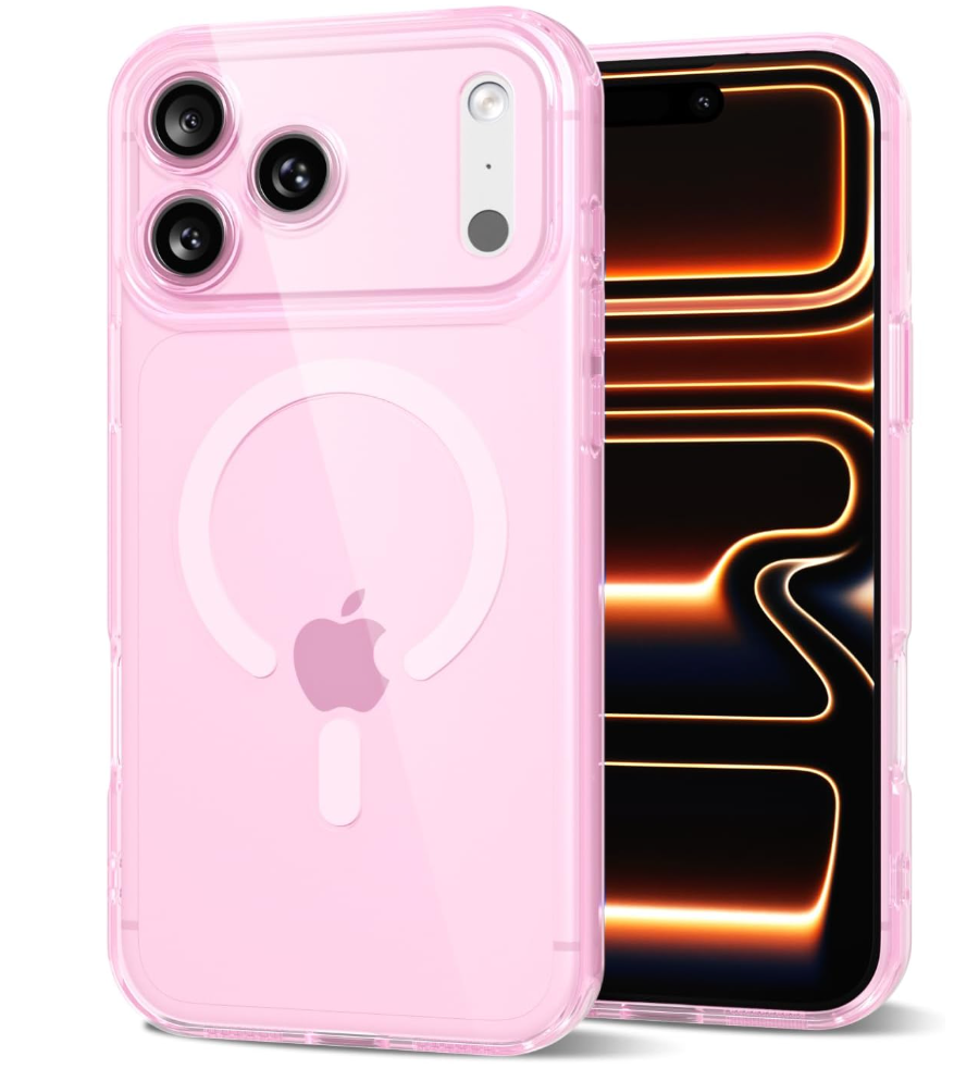 Svanove for iPhone 17 Pro Case Clear Compatible with Magsafe Silicone, Transparent Thin Magnetic Mag Safe Case Cute, Girly Aesthetic Trendy Slim Hard Rubber Camera Cover Protection, Light Pink