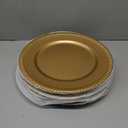 Suwimut 12 Pack Plastic Gold Charger Plates, 13 Inch Reusable Round Beaded Charger Plates, Decorative Dinner Chargers Bulk Serving Plate for Wedding, Party, Catering Event, Tabletop Decor