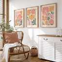 Boho Flower Wall Art Decor Abstract Floral Canvas Prints Botanical Plant Wall Art Pictures Minimalist Flower Market Painting Poster for Living foom Bedroom 24x36 Inch Unframed Set of 3