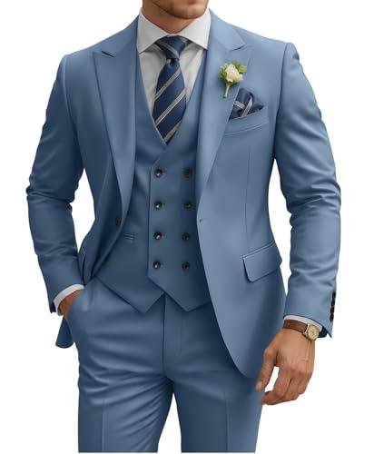 TIJOFA Double Breasted Suit Men Dusty Blue Slim Fit Suits for Men Regular Fit 3 Piece Dusty Blue Classic Wedding Elegant Prom Tuxedo for Young Teens Boys Formal Party Groom Dress M TIJOFA Double Breasted Suit Men Dusty Blue Slim Fit Suits for Men Regular Fit 3 Piece Dusty Blue Classic Wedding Elegant Prom Tuxedo for Young Teens Boys Formal Party Groom Dress M