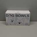 Getstar Ceramic Dog Bowls Set with Acacia Wood Stand, 3.5 Cups Pet Bowls Set of 2 for Medium Dogs, Cute Dog Food Bowl, Cat Bowls