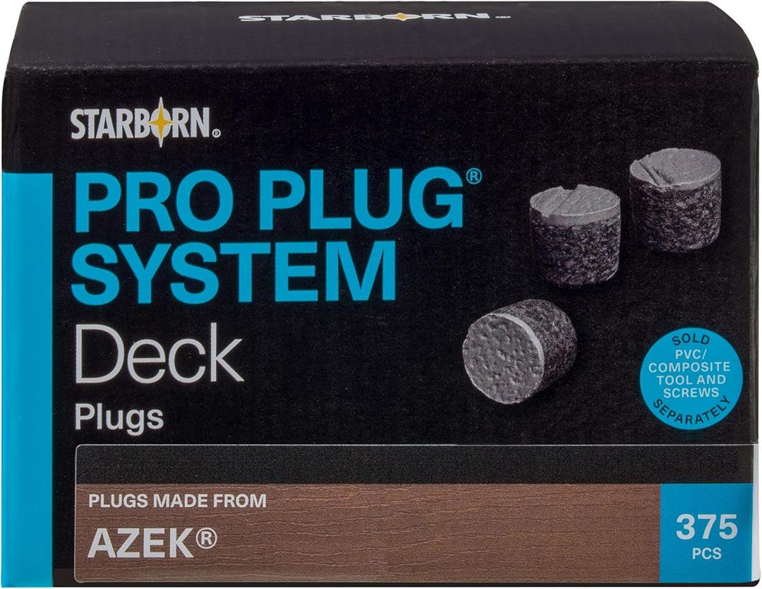 Pro Plug PVC Plugs for Azek Slate Gray Decking, 375 Plugs for 100 sq ft