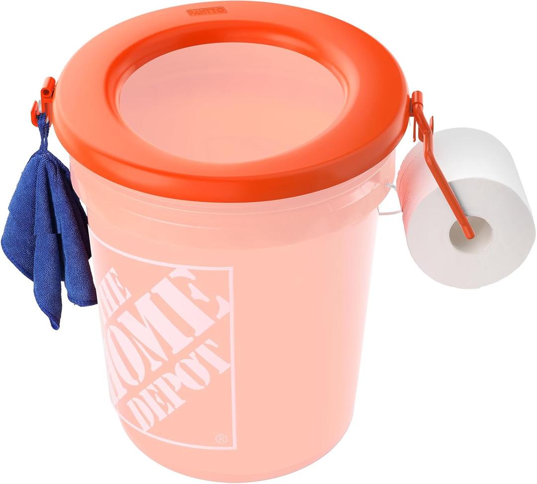 Bucket Toilet Seat, Portable Toilet Seat for 5 Gal Buckets, Camping Toilet Seat, Snap-on Toilet Seat for Outdoor, Camping, Hiking, Emergency, Car, Boat, RV Travel (Orange)