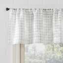 No. 918 Tayen Slub Windowpane Semi-Sheer Rod Pocket Kitchen Curtain Valance, Silver, 54" W x 15" L