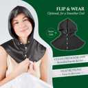 Hooded Silk Sleep Bonnet, 100% Mulberry Silk Night Cap, Long Hair Protective Cap with Buttons, Black