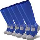 IRAMY Compressive Soccer Socks Ankle Compression Support Coolmax Wicking Anti-Slip Football Baseball Softball 1/2/3 Packs (Large, Darkblue-three Packs)