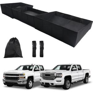 Marretoo Foldable Under Seat Storage Box for 2014-2018 Chevrolet Silverado/GMC Sierra 1500 2015-2019 Silverado/Sierra 2500HD 3500 HD Crew Cab | Sierra Accessories Truck bed Underseat Storage Organizer