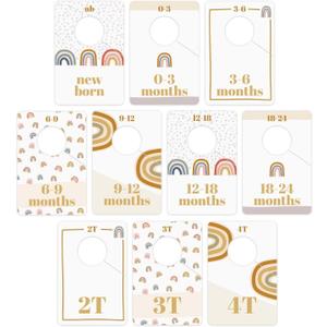 2 x Canopy Street Modern Rainbow Closet Clothing Dividers/Trendy Rainbow Closet Organizers / 10 Newborn To 4T Clothes Organization Dividers / 4" x 6" Flat Boho Baby Nursery Divider Set