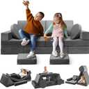 Modular Kids Play Couch 18pcs Toddler Floor Sofa, Sectional Couch for Children Bedroom and Playroom Furniture for Playing, Creativing, Convertible Foam and Floor Cushion for Boys and Girls (Myl-gray)