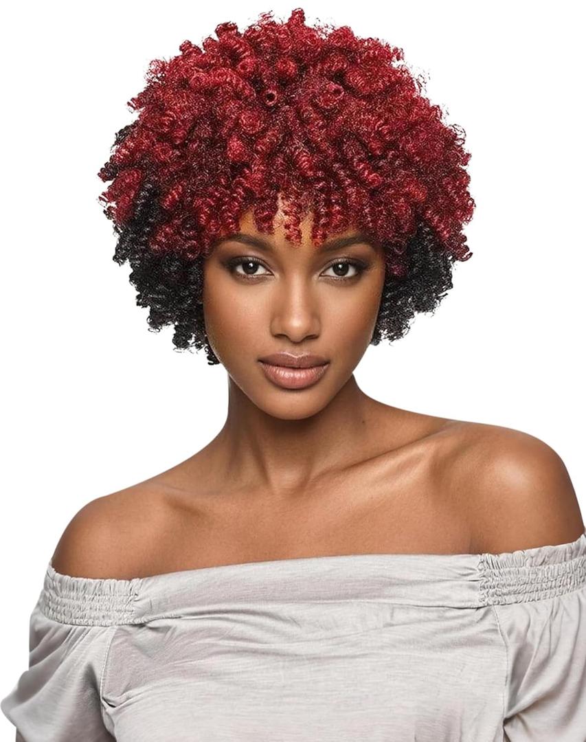 QUEENTAS 6 Packs Short Crochet Hair for Black Women 20inch 6MM Small Curly Tapered Cut Yanky Twist Prelooped Synthetic Crochet Hair Extensions Braids Ringlet Wand Jerry Curl(Burgundy/#99J/#BUG)