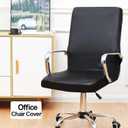 Shukii Waterproof Office Chair Cover PU Leather Computer Seat Covers Stretch Rotating Chair Slipcover with Elastic Bottom Universal Chair Protectors for Rotating Boss Chair (Black, Large)