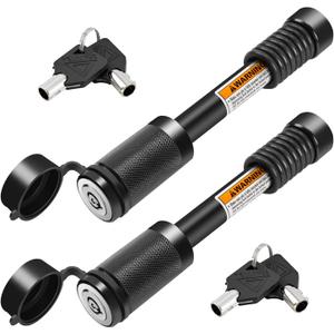 METOWARE Trailer Hitch Lock Hitch Receiver Pin Lock Fits Class III IV V and 2- 3-1/2" Receiver with 5/8" Dia 4 Lock Pin and 8 Anti-Rattle Rubber O-Rings Receiver Hitch Lock (2 Pack)