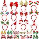 Max Fun 24 Pieces Christmas Glasses Frame and Headbands Set Cute Christmas Decoration Accessories for Holiday Party Favors and Photo Booth