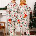 VNVNE Matching Christmas Onesie Pajamas Set for Family/Couples/Women/Men, One Piece Xmas Pjs Hooded Zipper Printed Sleepwear (Small, Green)