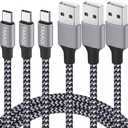 TAKAGI USB to USB C Cable (3Pack 6ft) USB A to Type C Cable Fast Charging Nylon Braided Data Sync Transfer Cord USB C Charger for iPhone 16 Pro Max/16 Plus/15 Pro Max/15 Plus/Galaxy S20 S10 Note 20