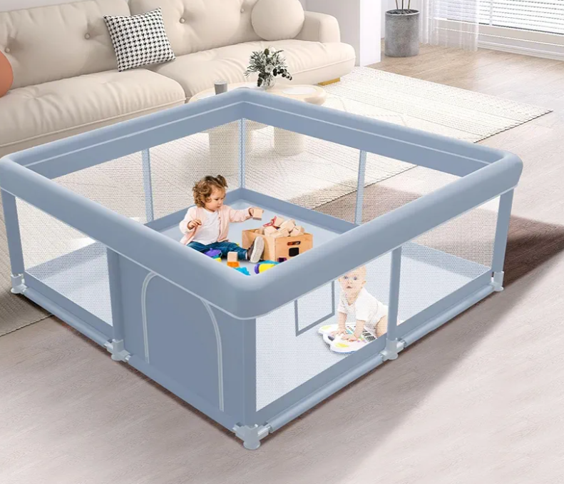 XVISHX Baby Playpen, 79''x79'' Extra Large Playpen for Babies and Toddlers, Baby Fence Play Pen for Indoor & Outdoor, with Soft Breathable Mesh Grey