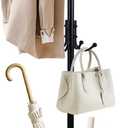 Anlanbor Metal Freestanding Coat Rack Stand with Umbrella Holder,Coat Tree with 12 Hooks, Black Modern Coat Hanger Stand,Purse Hats Scarves Rack Stand for Living Room, Bedroom, Office