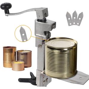 Manual Table Can Opener for Cans Up to 15.7/40 cm, Heavy-Duty Commercial Countertop Can Opener with Stainless Steel Blade and 3 Extra Blades, Durable Cast Iron Construction