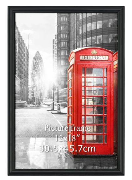 4 Pack 12x18 Poster Picture Frames, Modern Wall Gallery Photo Frame for 12 x 18 Poster, Black