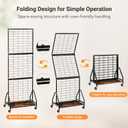 ELYKEN 2 Pack Foldable Grid Wall Panels 5.7' x 2' FT, Movable Wire Gridwall Display Rack with Wheels and Adjustable Foots, Retail Display Stand for Vendor with Storage (Rustic Brown)