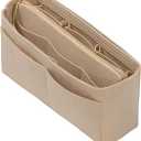 DailyPlus Purse Organizer Insert with Zipper Felt Bag Organizer Handbag Organizer Insert Bag in Bag Organizer with Key Chain for Tote Purse Bag  Slender-Medium