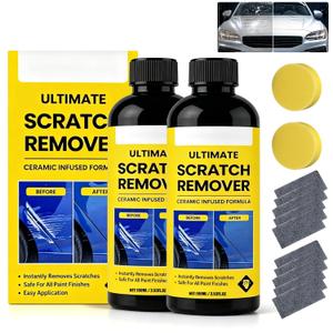 2Set Nanopolix Car Scratch Remover,Nanopolix Scratch Remover,Quick Fix Removal Paste for Deep Scratches,Car Scratchs Repair Paste Deep Scratch,All Paint Colors Polishing Kit (10*Nano Cloth+2*Sponge)