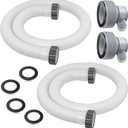 1.5" Pool Pump Hoses with Adapter Type B Connector Kit for Intex Coleman Above Ground Pools -1 1/2 Pool Hose Compatible with 1500-2500 GPH Sand Filter Pumps & Saltwater Systems (2, White)