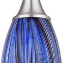 Mini Art Glass Dark Blue Pendant Lights Kitchen Island Hand Blown Mini Glass Pendant Lights with Brush Nickel Finish Adjustable Cord for Kitchen Over Sink,Hallway,Dining Room,Stairsway (Dark Blue Mixing Brown Black-1Pack)