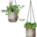 Josteve 4.5 Inch 2 Pcs Self Watering Hanging Planter Indoor Plant Pots Drainage Holes, Outdoor Small Hanging Planters Flower Pot Basket, Visible Water Level, Plant Hanger Home Decor, Gardening