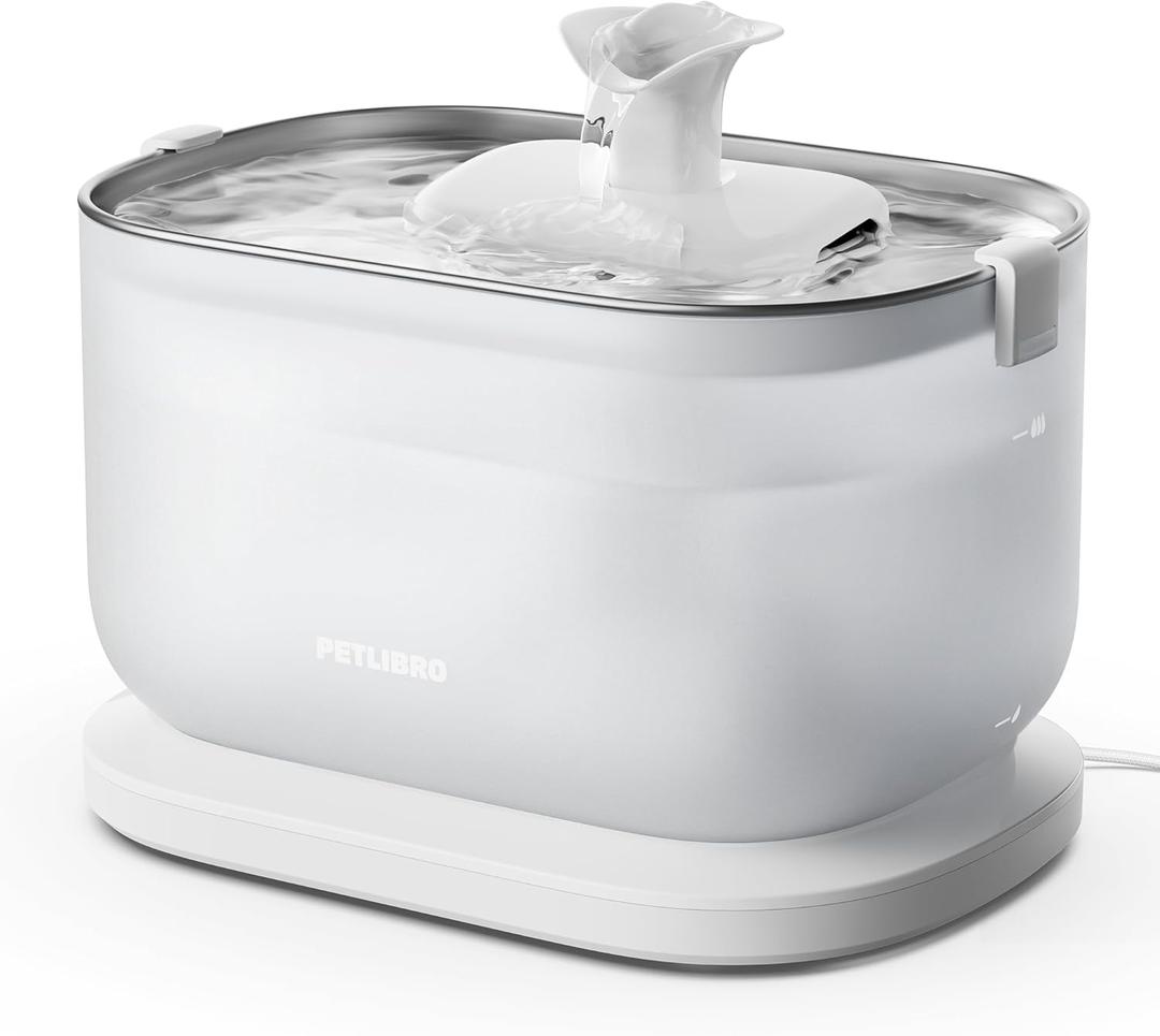 PETLIBRO Cat Water Fountain with Wireless Pump, 2.5L/84oz Pet Water Fountain for Cats Indoor Stainless Steel, Cat Water Dispenser with Two Flow Modes, Pat Fountain for Drinking Easy Clean, BPA-Free (Corded, Stainless Steel)