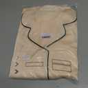 Silk Satin Pajama Sets Women 2 Piece Long Sleeve Sleepwear Soft Button-Down Top with Lace Trim Loungewear Pjs Lounge (Beige, XXL)