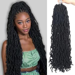 Vemet Soft Locs 30 Inch Synthetic 8 Packs Faux Locs Pre Looped Curly Wavy Crochet Hair For Black Women Hair Extensions 1B