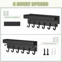 VIS'V Magnetic Key Holder Wall Mount, Compact Metal Key Rack with Tray, 6 Hooks, 2 Mount Options, Black