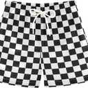 Boys Swim Trunks Black White Buffalo Check Plaid Toddler Swim Shorts Bathing Suit Swimsuit Toddler Boy Swimwear 2T 20205720 (10 Years)