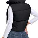Polu Women's Cropped Puffer Vest Jacket Sleeveless Winter High Stand Collar Lightweight Vest for Women with Zip Gilet (XS)