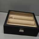 Nosiny Bracelet Display Holder with 3 Removable Rolls Bangle Organizer Display Clear Lid Bracelet Organizer Box Jewelry Storage Case for Women Girls Retail Bracelets Watch Stores Vendors, Black