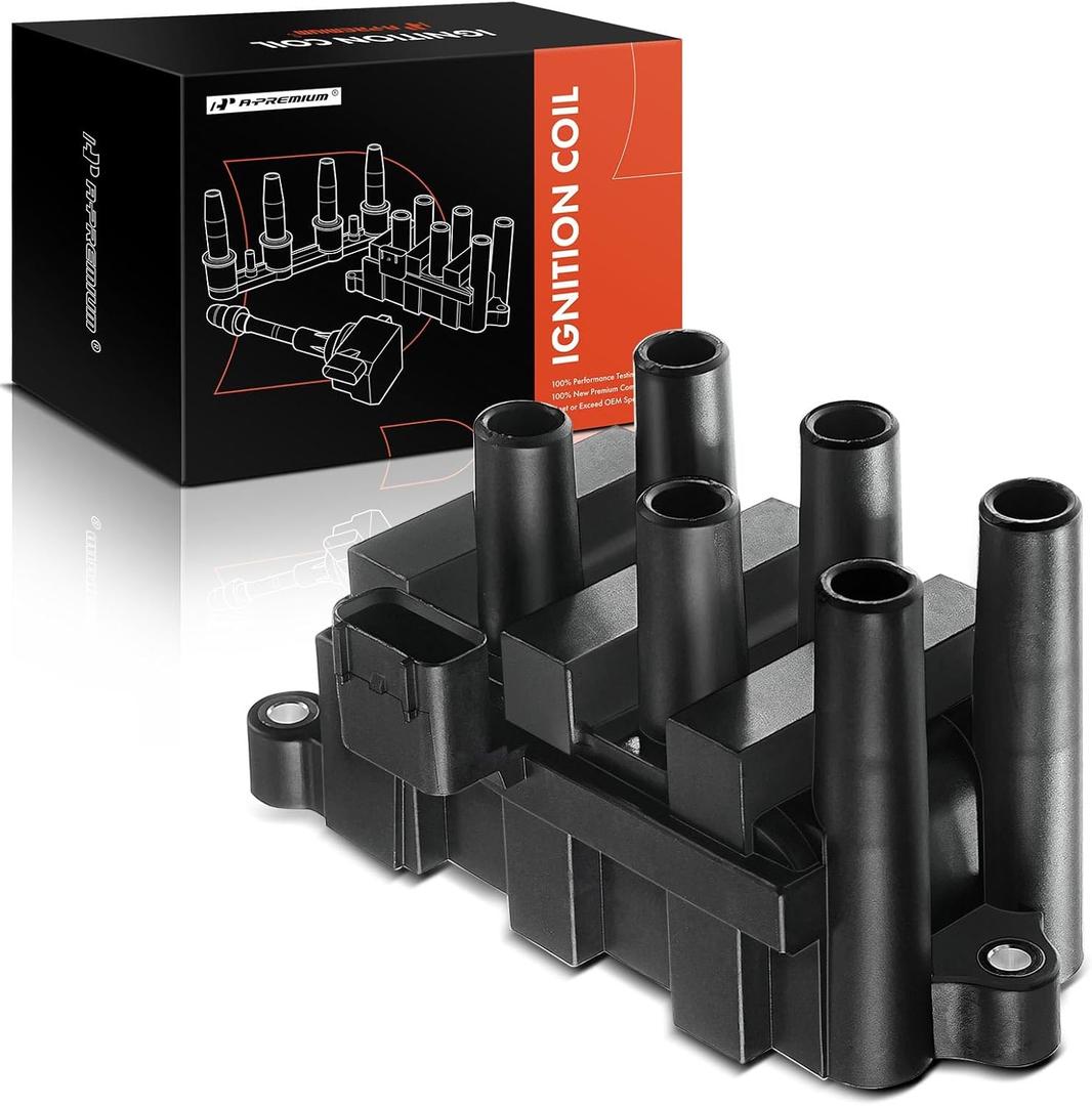 A-Premium Ignition Coil Pack Compatible with Ford, Mazda, Mercury - F-150 01-10, Ranger 01-08, Mustang 01-04, Cougar 01-02, B3000 01-08, Sable 01-05 - 2.5L, 3.0L, 3.8L, 4.2L - for 5F2Z-12029-AD