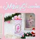 2 x 19 inch Ballet Christmas Stocking, Ballerina & Gold Trim Design, Fireplace Decor for Family Holiday Party Supplies Gifts