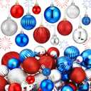 24 Pieces Christmas Ball Ornaments Patriotic Ball Hanging Pendant 4th of July Ornament for USA Themed Party Independence Day Veterans Day Christmas Wedding Tree Home Wall Decor