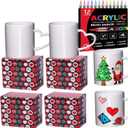 4 Pcs Mug Painting Kit Paint Your Own Mug With Gift Box Crafts for Couples Mom and Dad and friends DIY Gift(12 OZ)